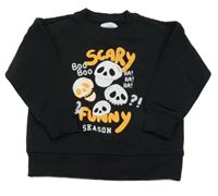 Čierna ľahká mikina s lebkami Sinsay