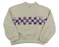 Smotanová crop mikina s flitrami Nutmeg