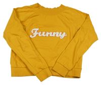 Okrová crop mikina s nápisom