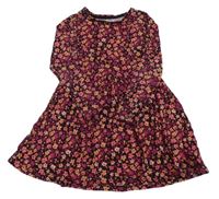 Čierno-ružové kvetované bavlnené šaty Tu