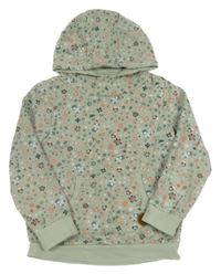 Zelená vzorovaná mikina s obrázky a kapucí Topolino