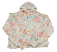 Nové - bílo-barevná vzorovaná crop mikina s kapucí George