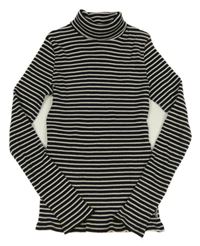 Čierno-biele pruhované rebrované tričko s rolákom WE