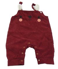 Vínové žebrované sametové laclové kalhoty s králíkem shein