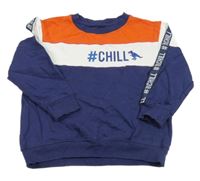 Tmavomodro-bielo-červená ľahká mikina s nápisom