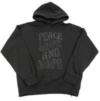 Černá mikina s nápisem z kamínků a kapucí 