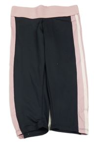 Čierno-ružové crop športové legíny