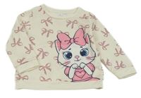 Smetanová mikina s mašličkami a kočkou 