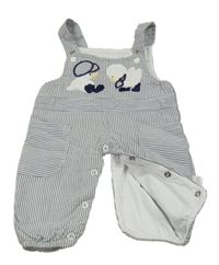 Modro-bílé pruhované podšité laclové kalhotky s kachničkami 