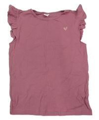 Staroružové rebrované tričko s volánikom Yigga