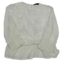 Bílá vzorovaná šifonová halenka s volánkem 