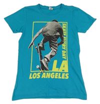 Tyrkysové tričko s potiskem Chapter young