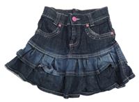 Tmavomodrá rifľová sukňa s volánikmi a Hello Kitty