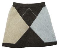 Hnedo-modro-béžová vlnená sukňa Primark
