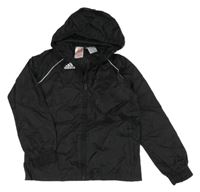 Čierna šušťáková športová funkčná bunda s logom a kapucňou Adidas