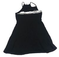 Čierne bavlnené šaty s pruhmi a nápisom H&M