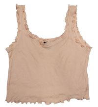 Svetloružový rebrovaný crop top New Look