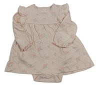 Růžové květované šaty s všitým body Mothercare