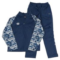 2set - Tmavomodrá sportovní mikina se vzorovanými rukávy + tmavomodré sportovní tepláky Under Armour