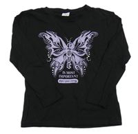 Čierne tričko s motýlom Page one young