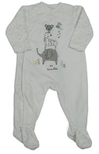 Biely zamatový overal s hviezdami a zvieratkami Primark