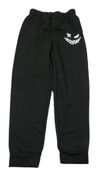 Černé sportovní tepláky se smajlíkem SHEIN