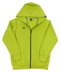 Neonově zelená propínací mikina s potiskem a kapucí Lewro