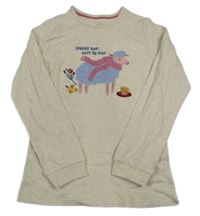 Béžové melírované pyžamové triko s ovečkou John Lewis