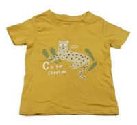 Hořčicové tričko s gepardem Primark