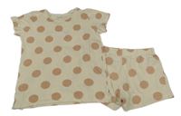 Béžové puntíkaté pyžamo s nápisem Reserved