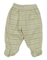 Bílo-zeleno-žluto-lila pruhované sametové polodupky C&A