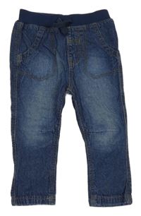 Tmavomodré skinny rifle s úpletovým pasom George