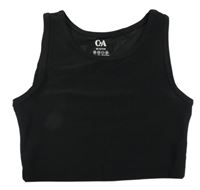 Čierny rebrovaný športový crop top C&A