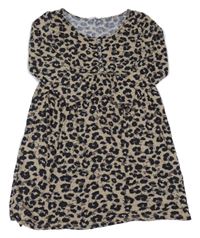 Béžovo-čierne šaty s leopardím vzorom H&M