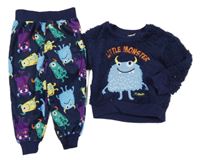 2set - Tmavomodrá huňatá mikina s příšerkou + tepláky s příšerkami Firetrap