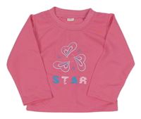Růžové triko s nápisem a srdíčky 