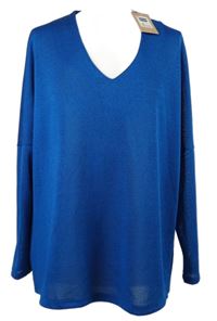 Nové - Dámský modrý volný lehký svetr Gallery 