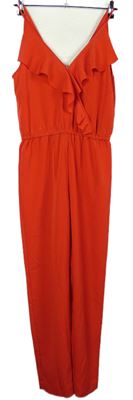 Dámský červený kalhotový overal s volánkem H&M