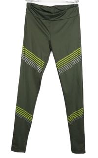 Dámské khaki pruhované sportovní legíny s pruhy 