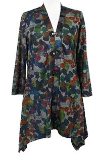 Dámský barevný vzorovaný propínací dlouhý lehký svetr Al Paradise 