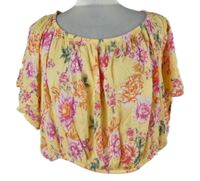 Dámská oranžová květovaná crop halenka Amisu 