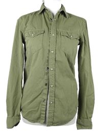 Pánska khaki rifľová košeľa Pull&Bear