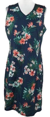 Dámske tmavomodré kvetované šaty Jack Wolfskin