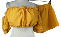 2set - Dámská hořčicová crop strukturovaná halenka + kraťasy Shein 