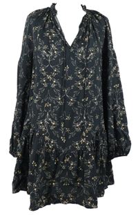 Dámské antracitové kytičkované šaty H&M