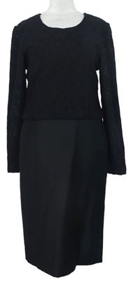 Dámske čierne šaty s čipkovymi rukávy Vittoria Verani