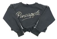 Sivá crop mikina s logom Pineapple
