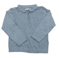 Svetlomodrý ľahký sveter s golierikom F&F