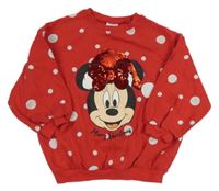 Červená bodkovaná á oversize mikina s Minnie Disney