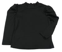 Čierne rebrované tričko Shein